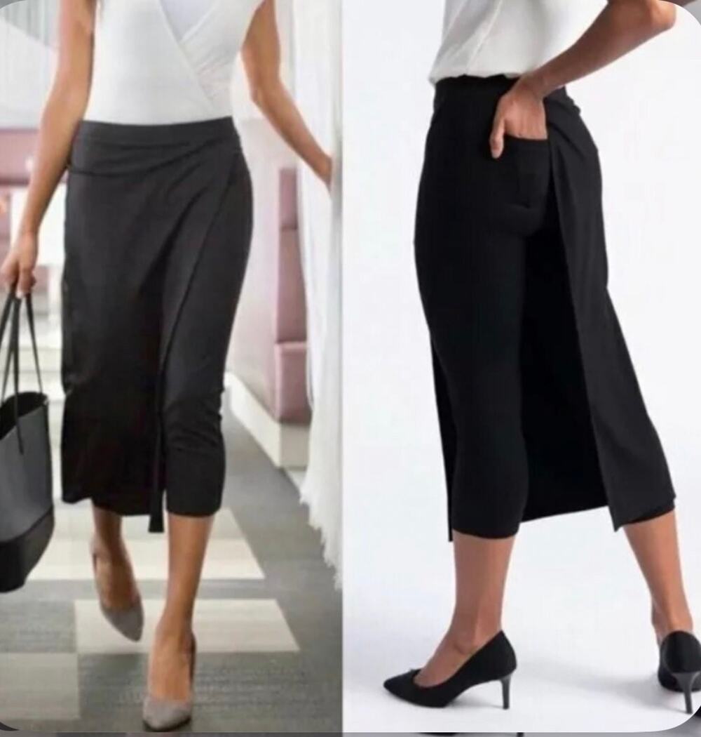 NEW Betabrand Black The Sassiest Pants Midi Skirt Overlay Size Medium Petite